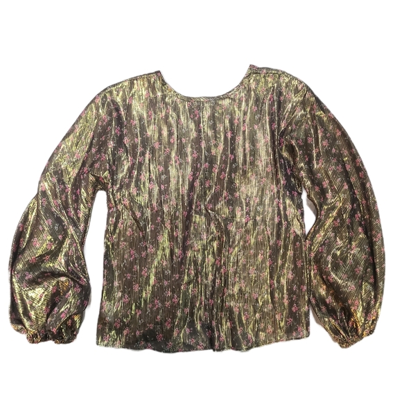 Love Shack Fancy Metallic 'Adeline' Gold Lamé Midnight Vine Balloon Sleeve XS - Picture 6 of 13